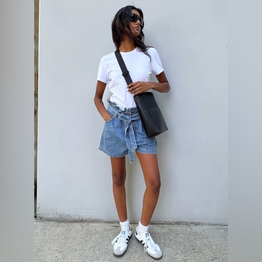 Jean paper bag shorts